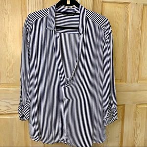 Zara - Navy and white striped blouse